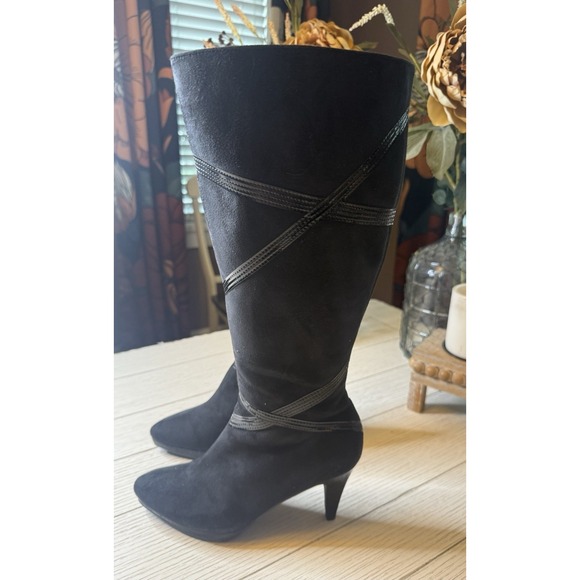 Impo Shoes - Impo 3.5" Heeled Black Turner Boots Faux Suede W Stretch Zip Close Platform 7.5M
